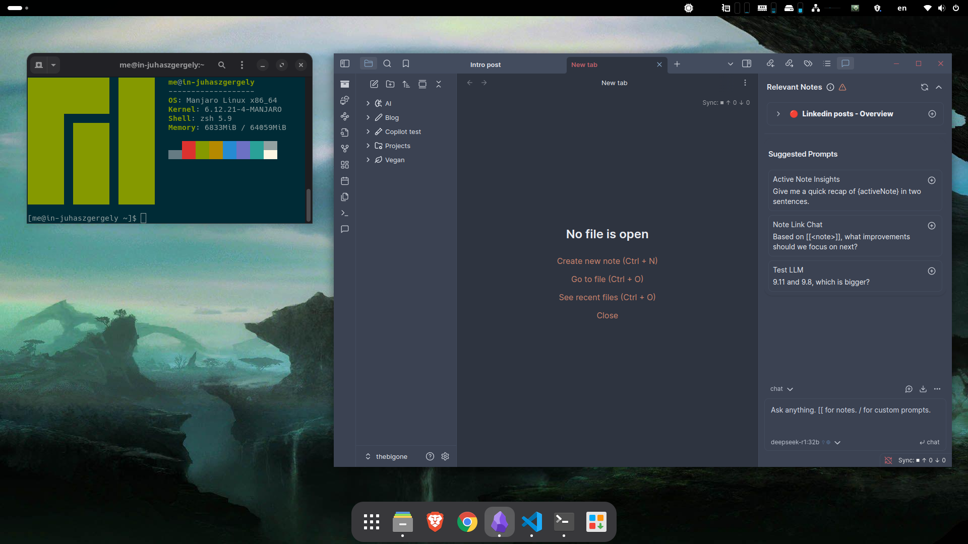 Manjaro with Gnome DE, and the compulsory neofetch output